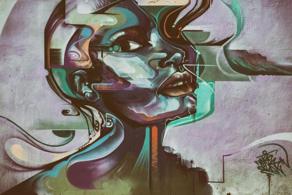 Free Image of A graffiti of a woman s face 