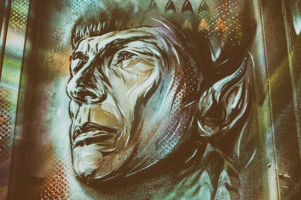 Free Image of A painting of a man s face - Spock from Star Trek 