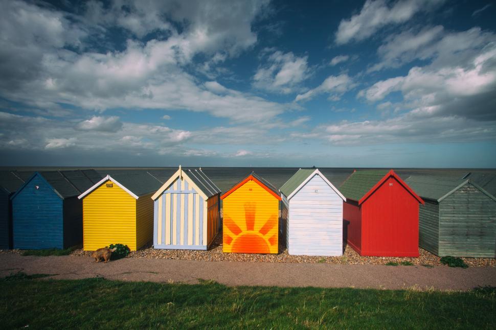 Free Image of A row of colorful huts 