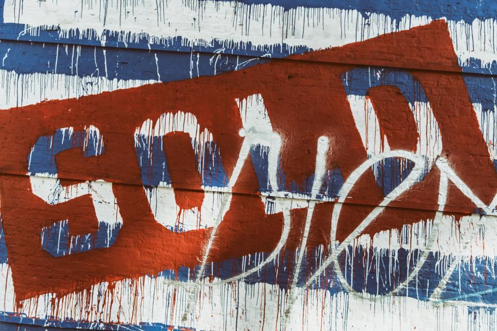 Free Image of A red white and blue painted sign 