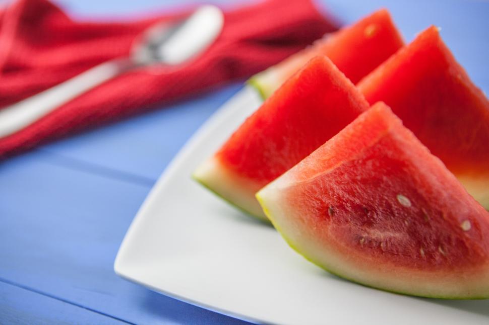 Free Image of A watermelon slices on a plate 