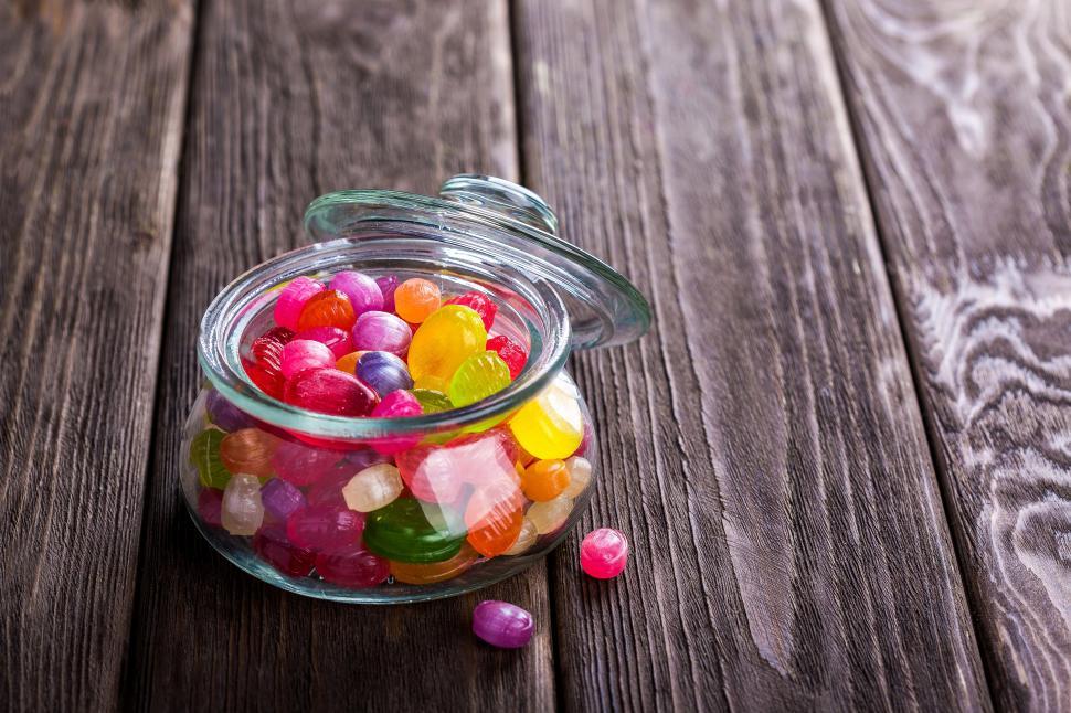Free Image of A glass jar full of candy 