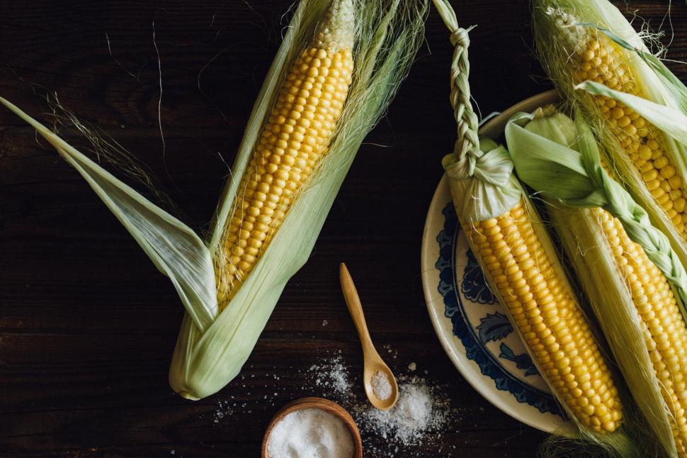 Free Image of A plate of corn on the cob 