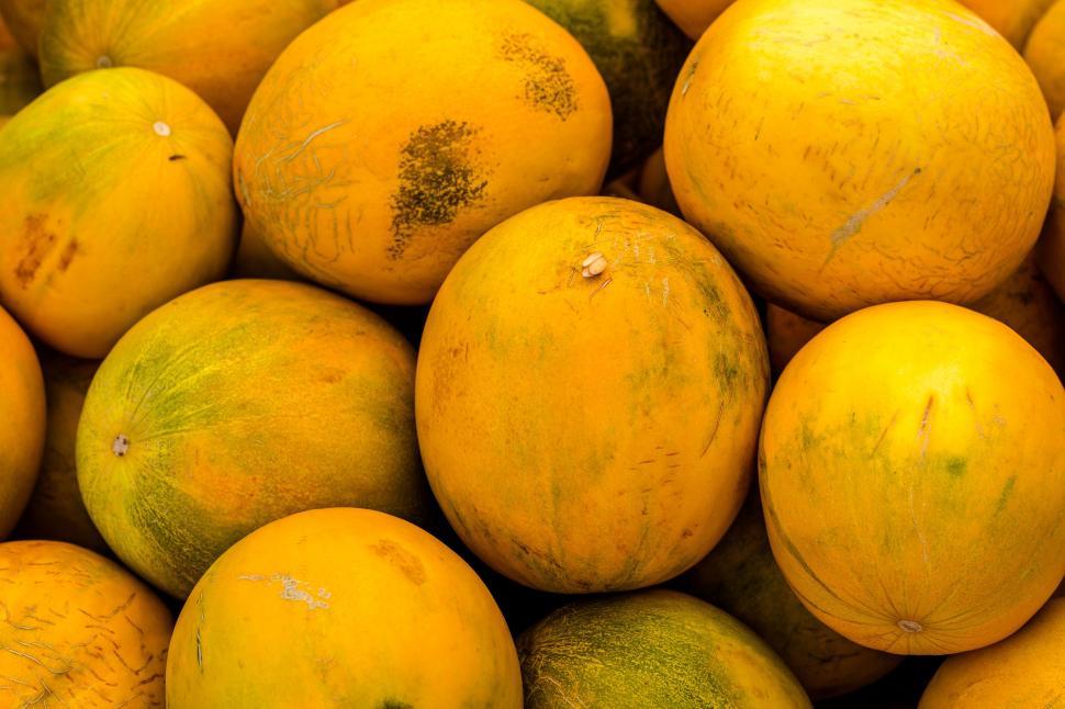 Free Image of A pile of yellow melons 