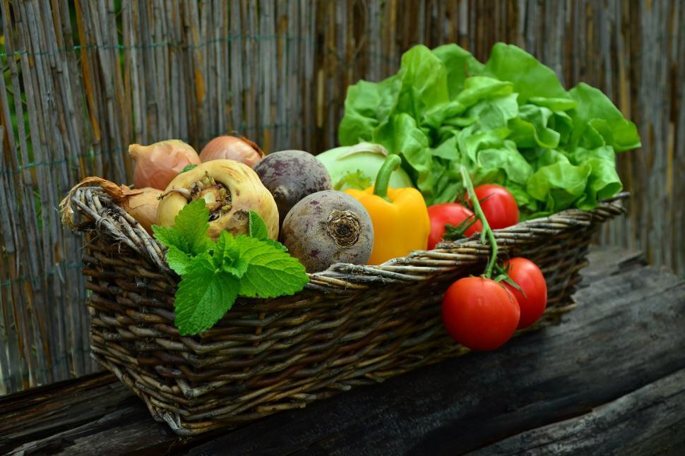 Free Image of A basket of vegetables and greens 