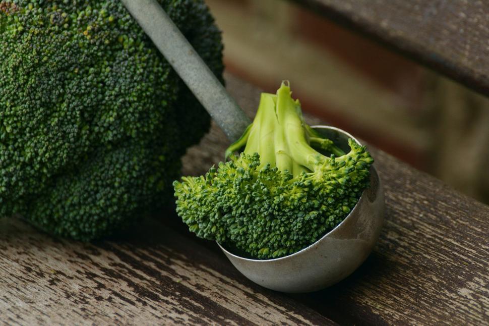Free Image of A spoon with broccoli in it 