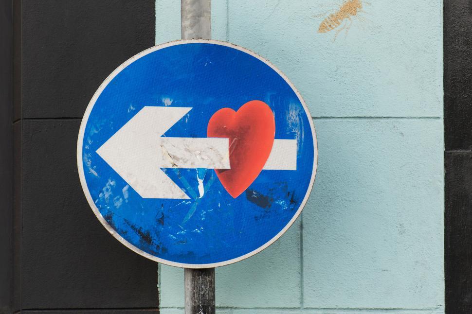 Free Image of A blue sign with a heart on it 
