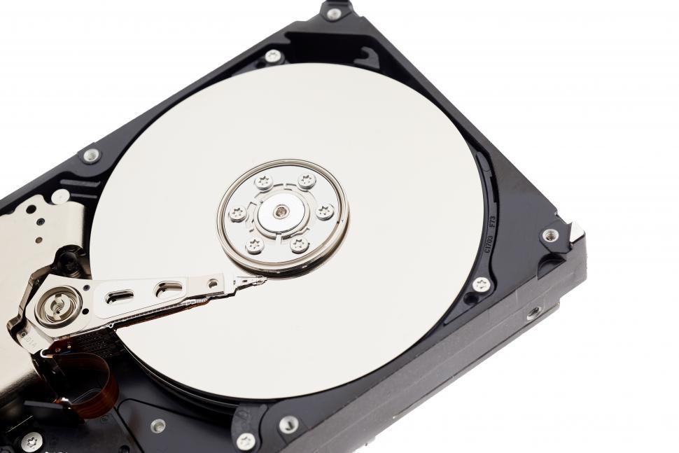 Free Image of A close up of a computer hard drive 