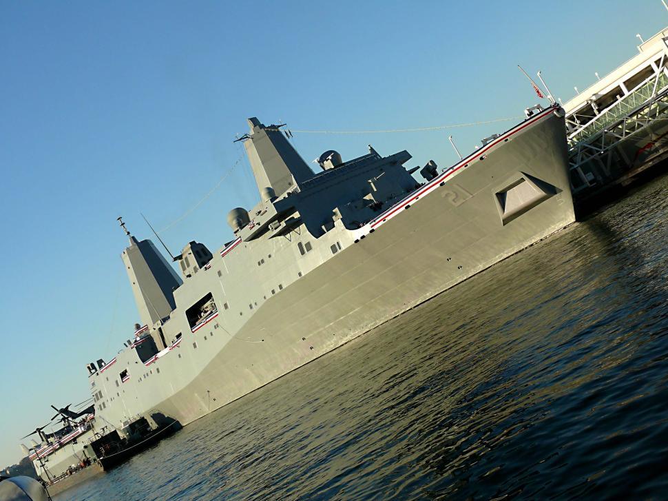 Free Image of Large Military Ship in the Water 