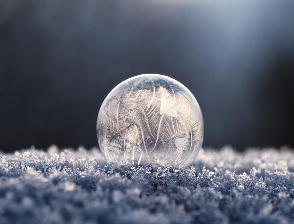 Free Image of A frozen bubble on snow 