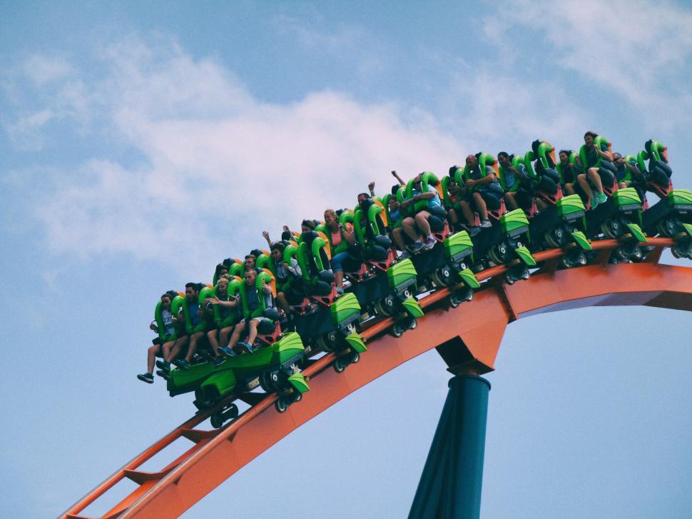 Free Image of A group of people on a roller coaster 
