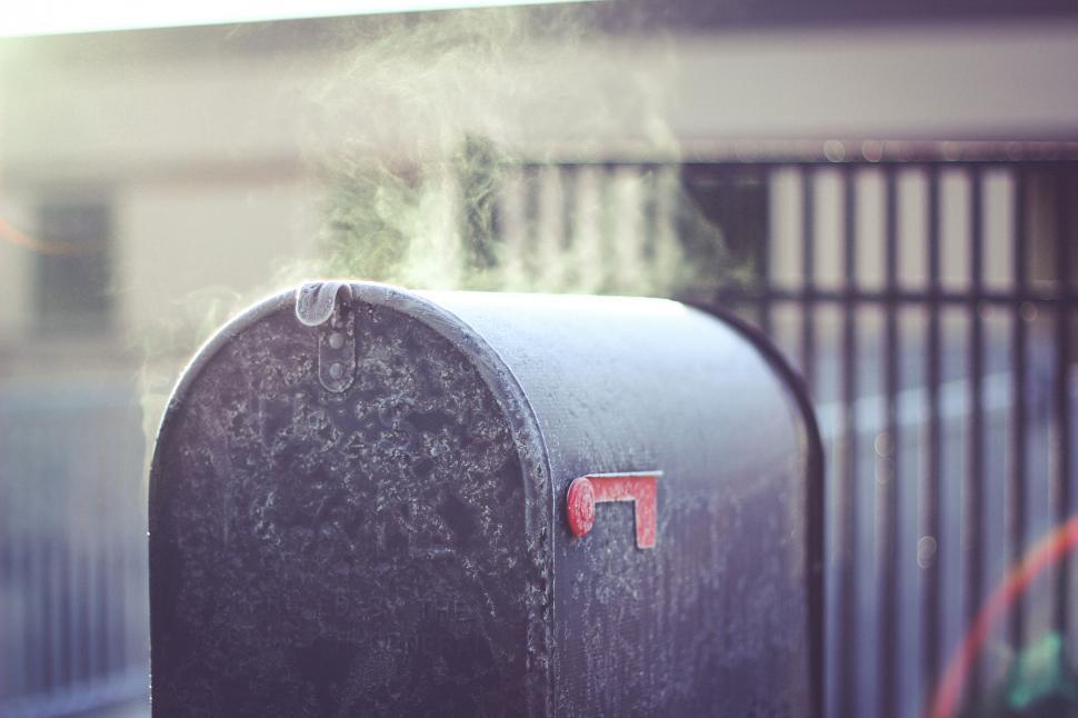 Free Image of A mailbox with steam coming out of it 