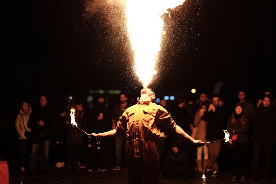 Free Image of A man with fire on his head 
