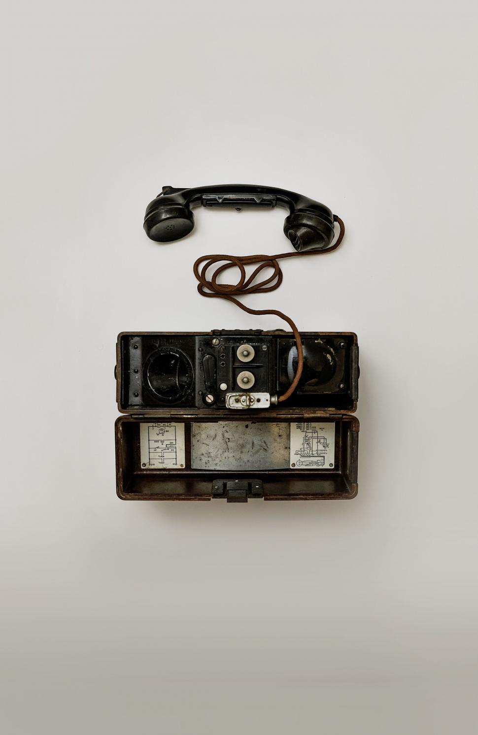 Free Image of A telephone and a box 