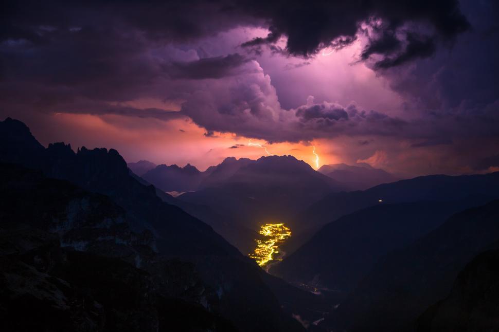 Free Image of A lightning in the mountains 