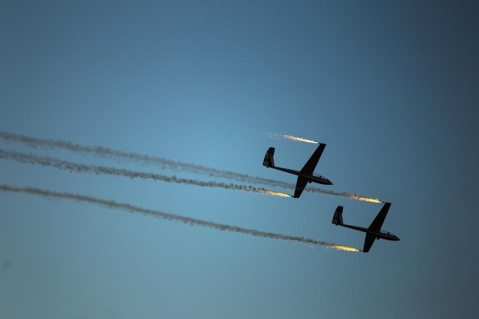 Free Image of Two airplanes flying in the sky 