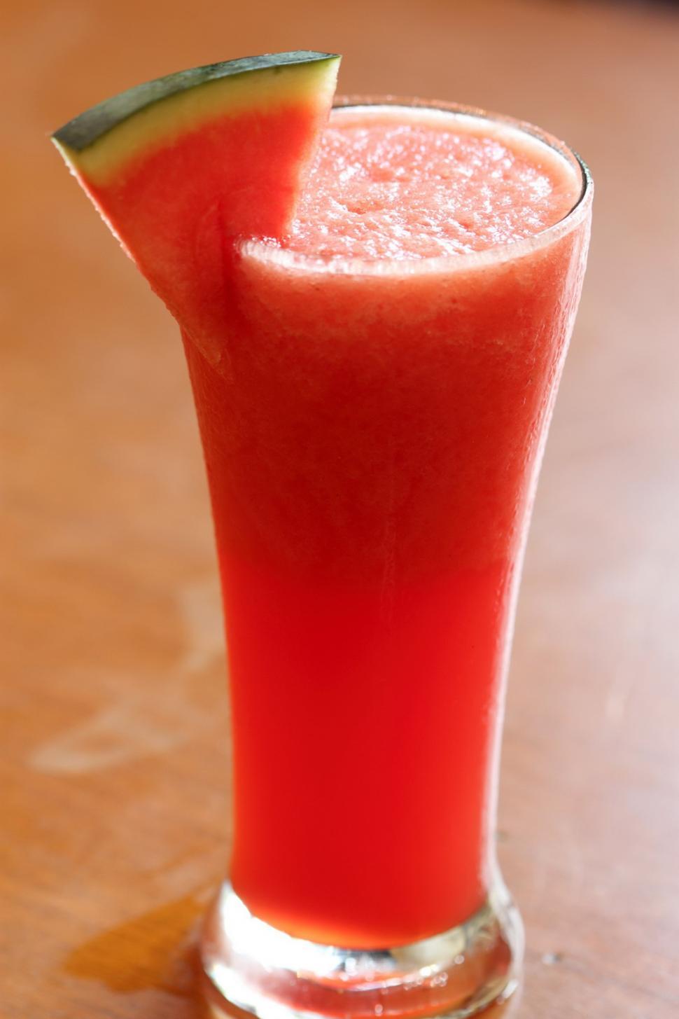 Free Image of Refreshing Watermelon Drink in Glass on Table 