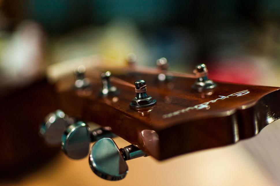 Free Image of Close up of a guitar head 