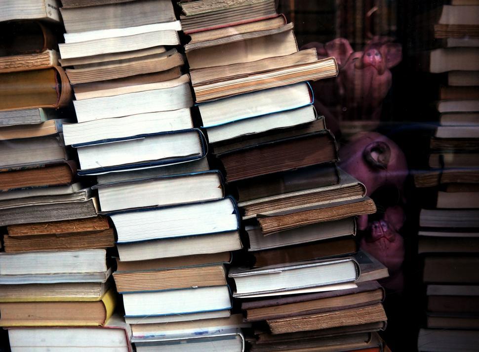 Free Image of A stack of books in a store 