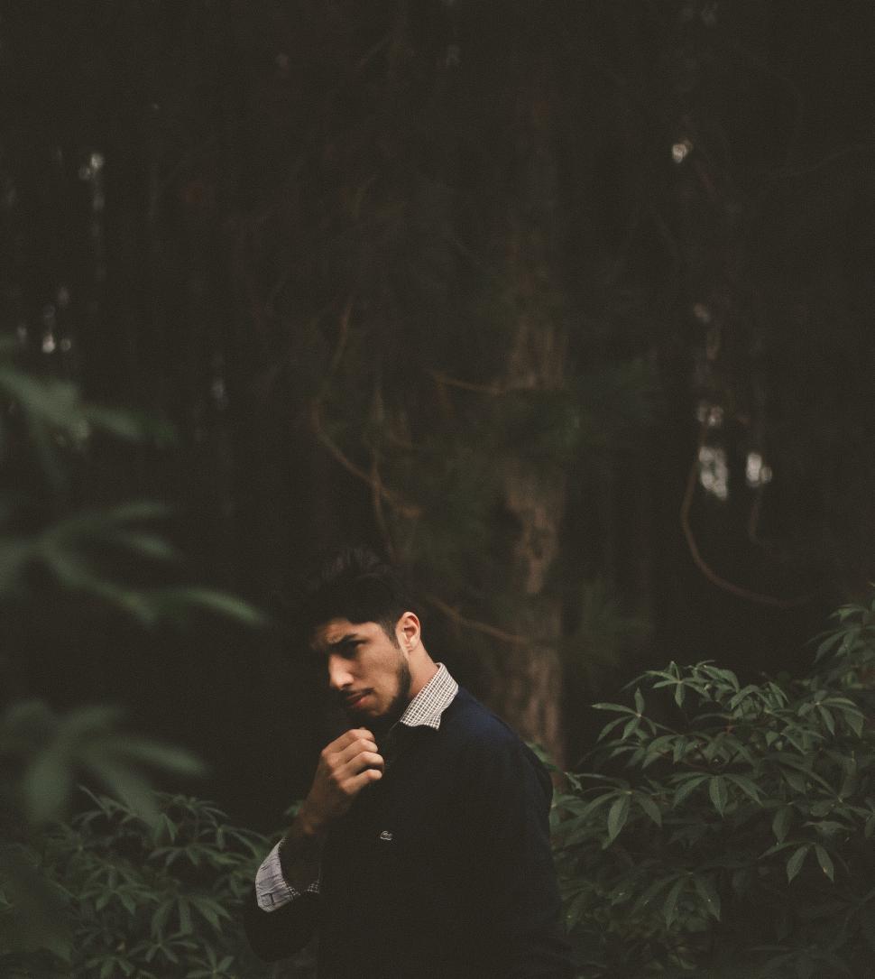 Free Image of A man standing in a forest 
