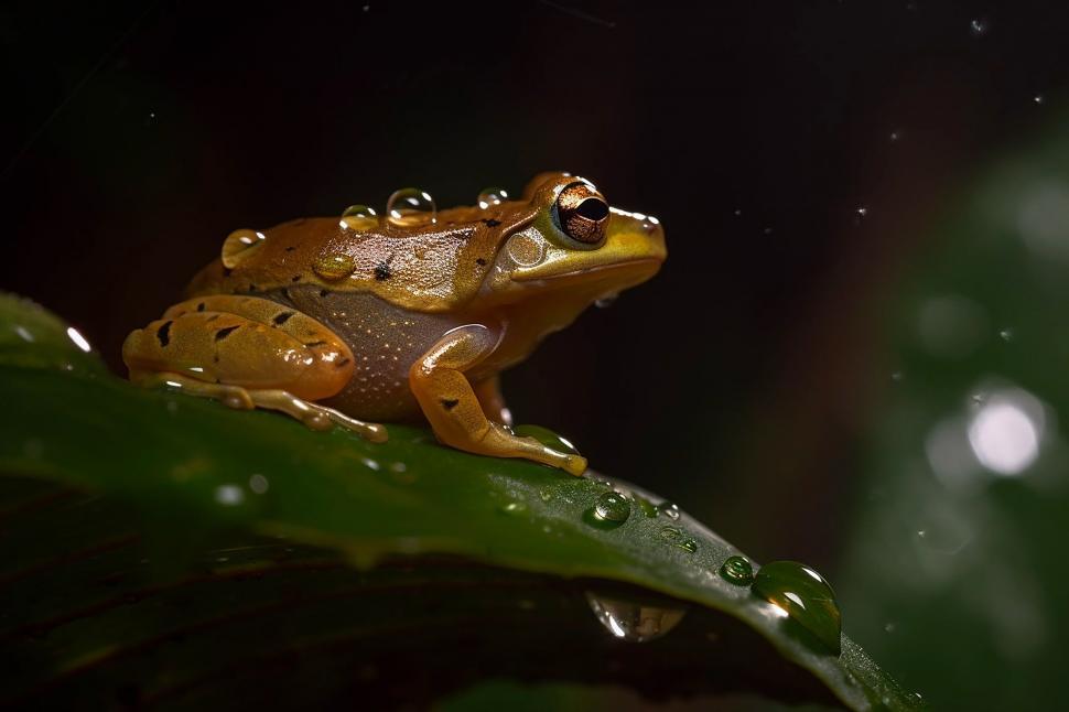 Free Image of A frog on a leaf 