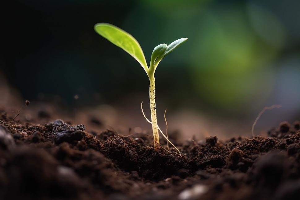 Free Image of A green sprout growing out of dirt 
