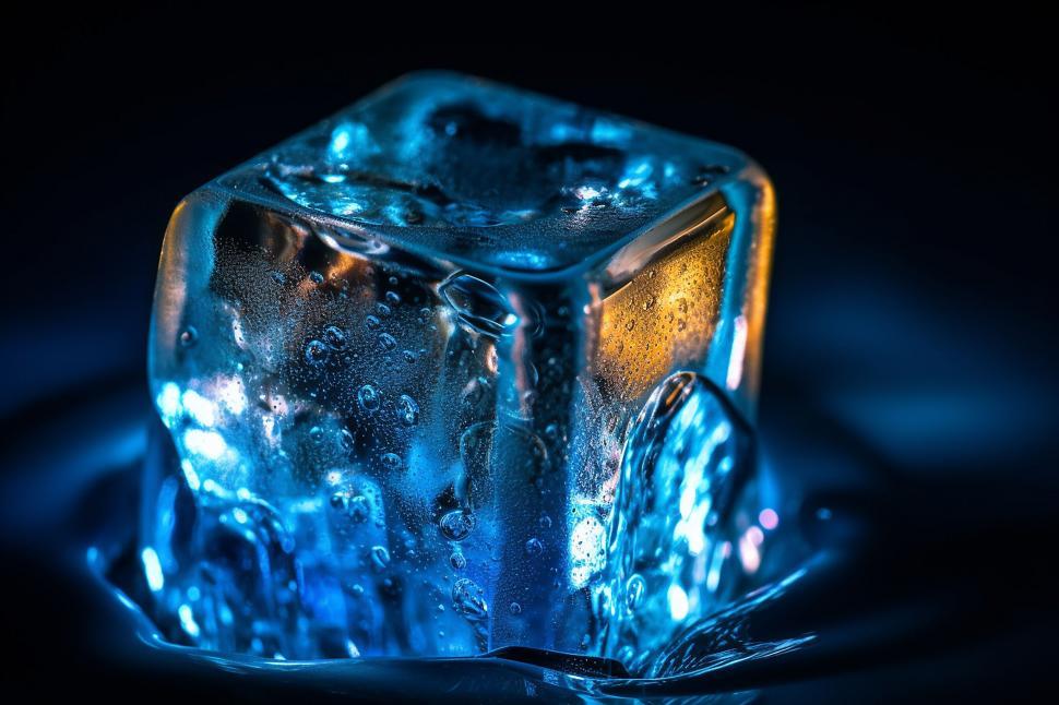 Free Image of A ice cube with water drops 