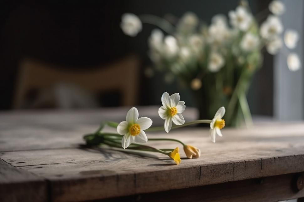 Free Image of A group of white flowers on a table 