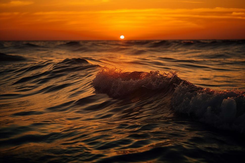 Free Image of A sunset over a body of water 