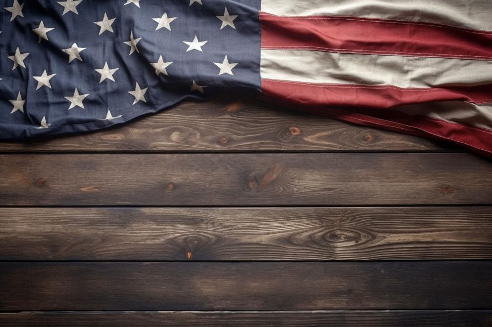 Free Image of A flag on a wooden surface 
