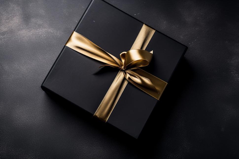 Free Image of A black box with a gold ribbon 
