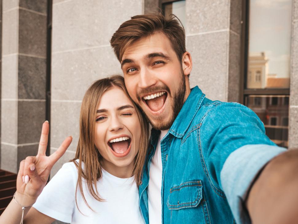 Free Image of A man and woman taking a selfie 