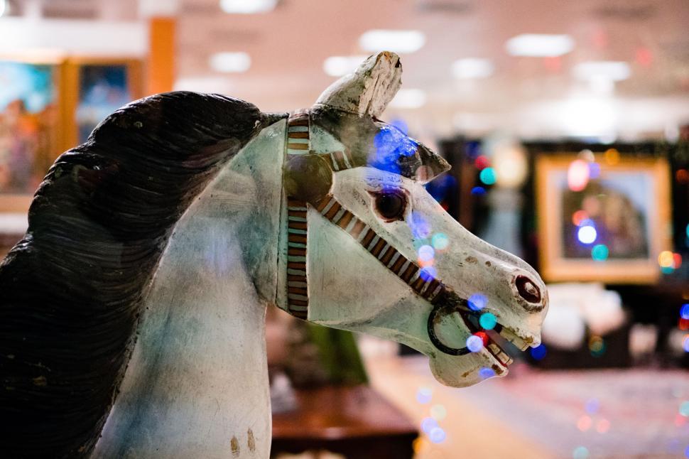Free Image of A horse head with lights on it 
