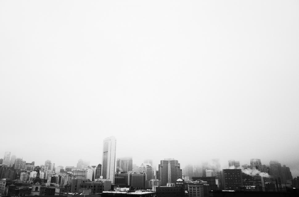 Free Image of A city with fog in the background 