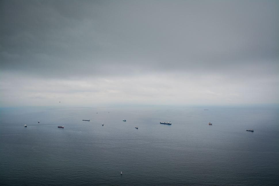 Free Image of A group of ships in the ocean 