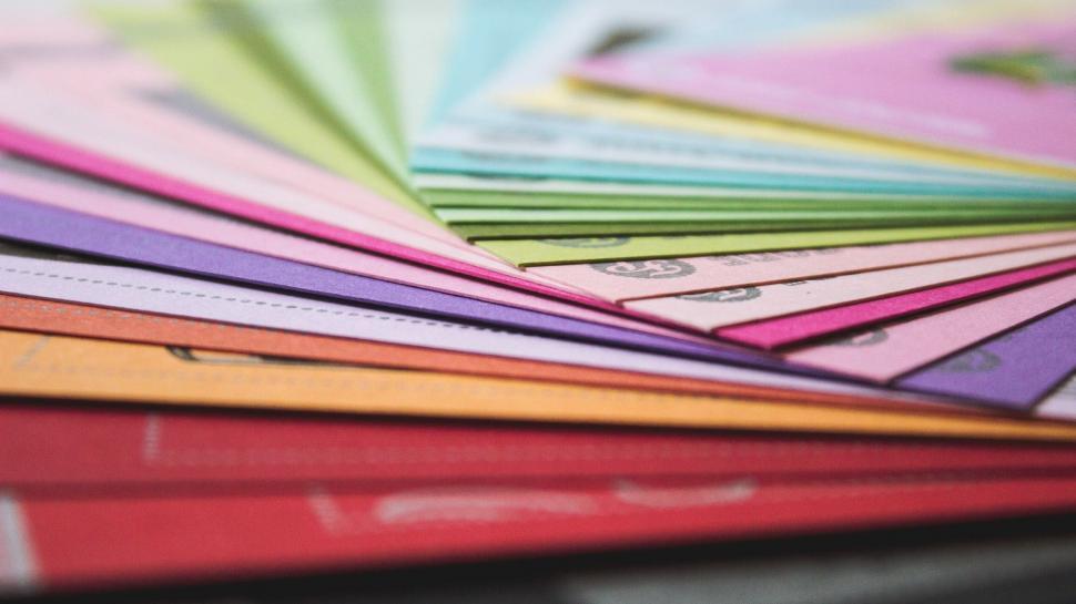 Free Image of A close up of a fan of colorful paper 