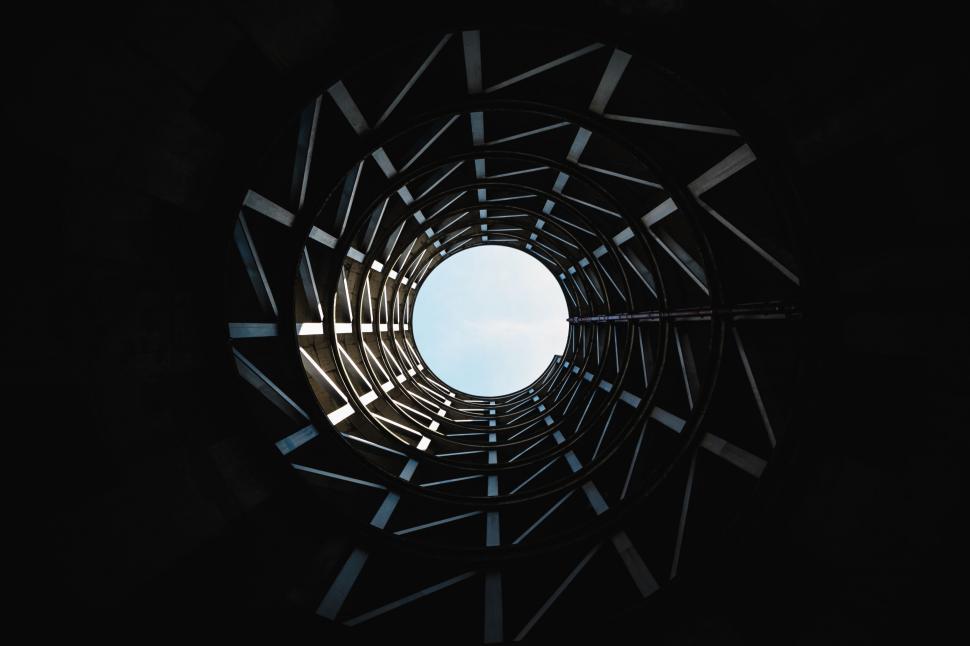 Free Image of Looking up at a circular structure 