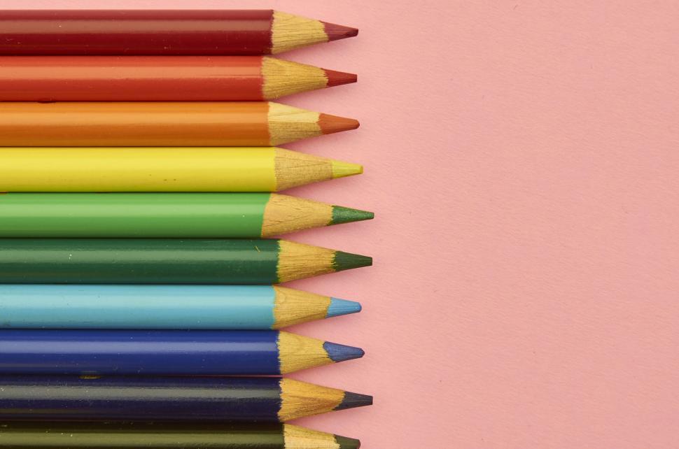 Free Image of A row of colored pencils 