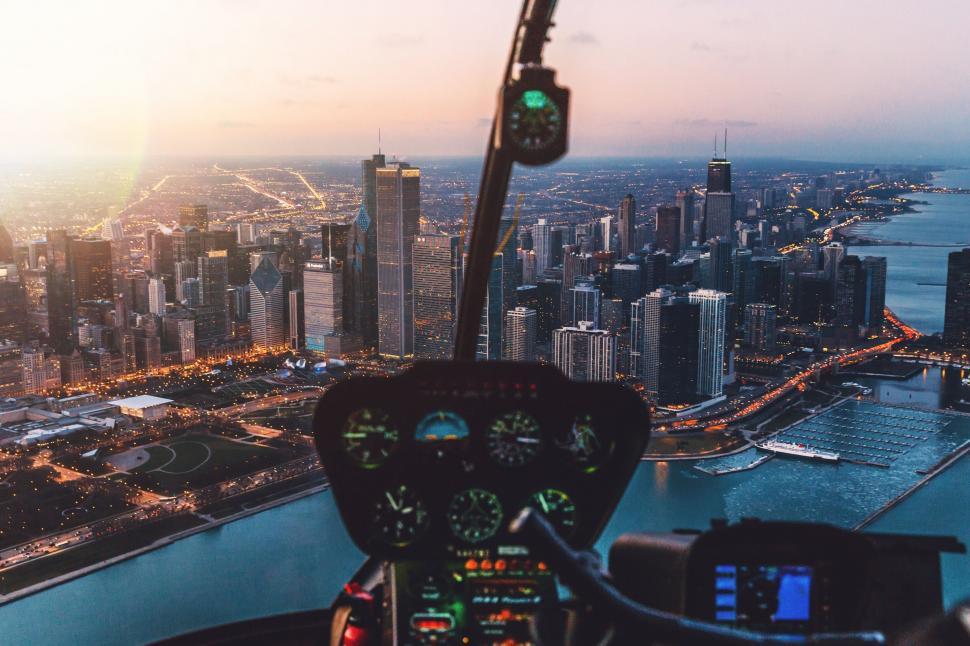 Free Image of A view of a city from a helicopter 