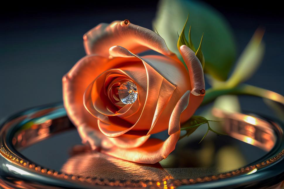 Free Image of A rose with a diamond on it 