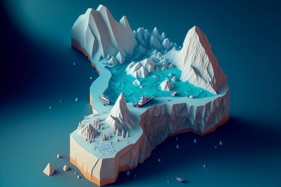Free Image of Miniature stylized snowy island model 