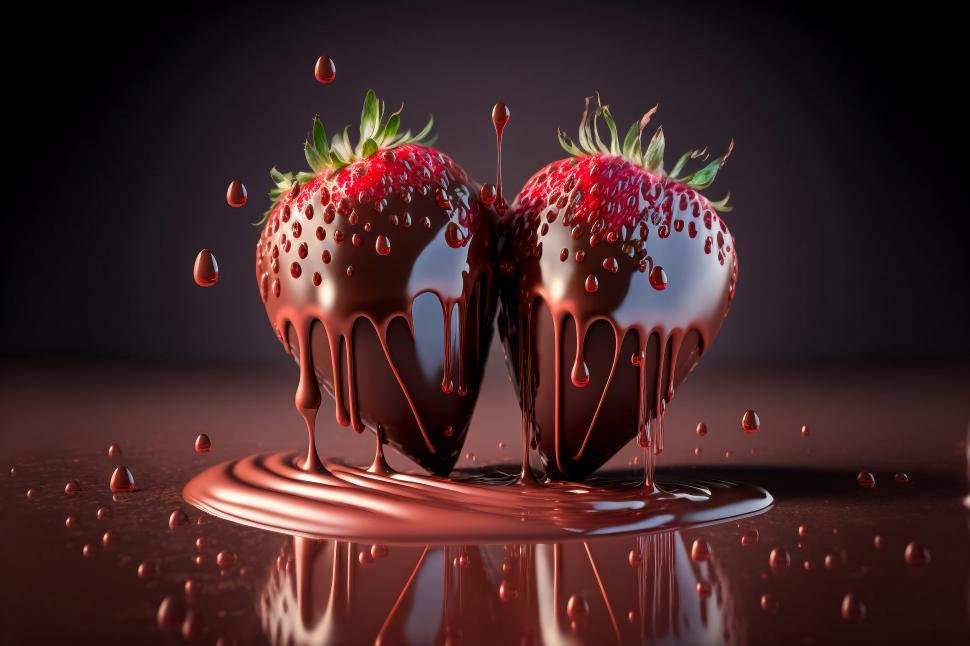 Free Image of Strawberries dipped in melting chocolate 