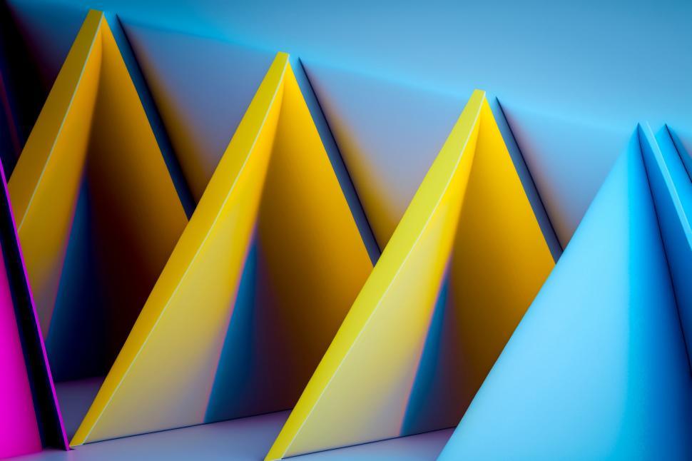 Free Image of Geometric 3D colorful triangular shapes 