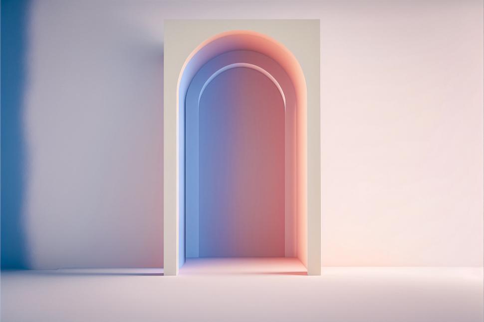 Free Image of Minimalist arch doorway with pastel colors 