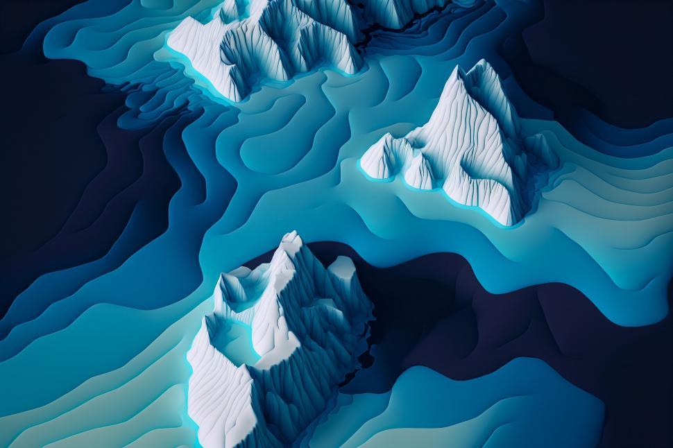Free Image of Digital icebergs in blue ocean 