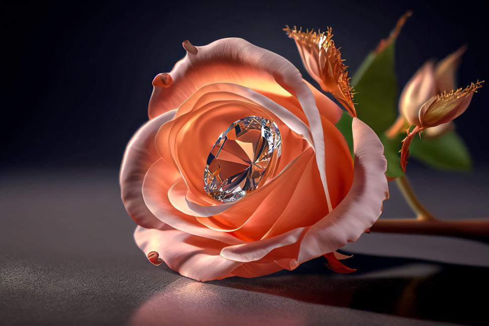 Free Image of Rose with Diamond Core Artistic Illustration 