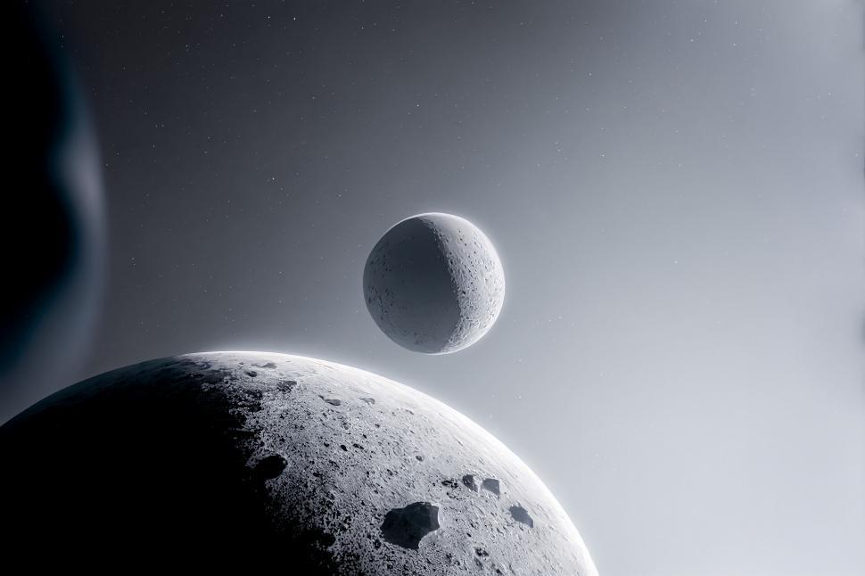 Free Image of Serenity of space with small moons and planets 