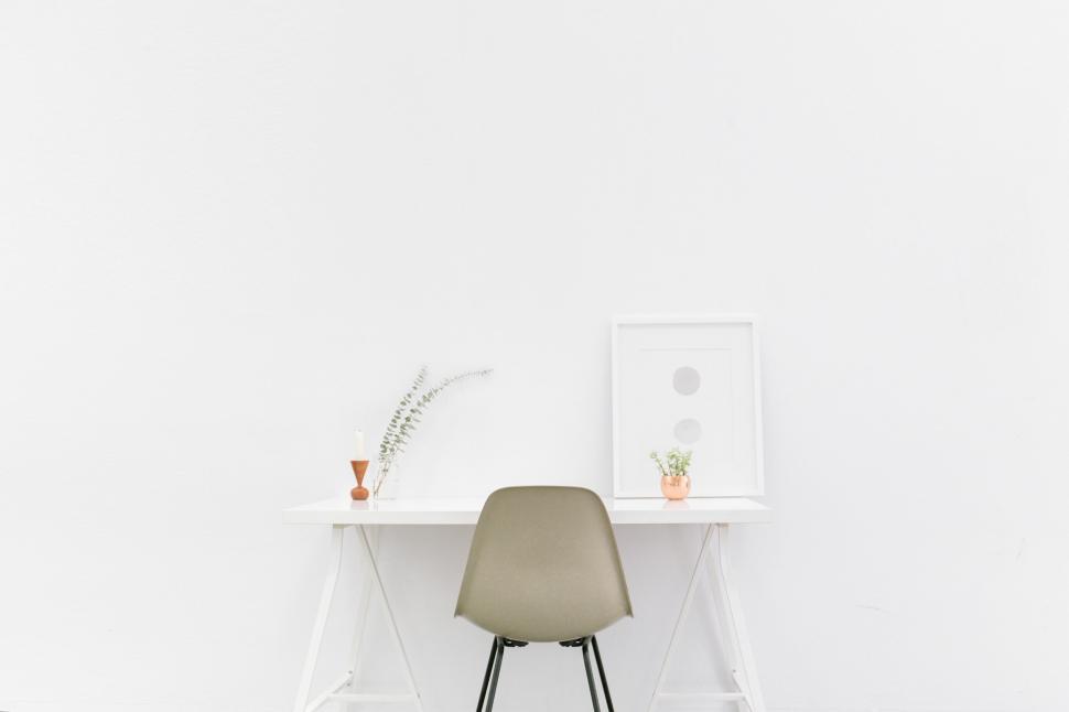 Free Image of Minimalist interior design with chair and desk 
