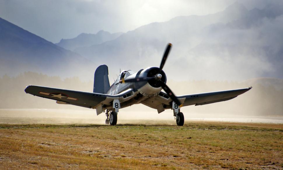 Free Image of Historic fighter plane ready for takeoff 