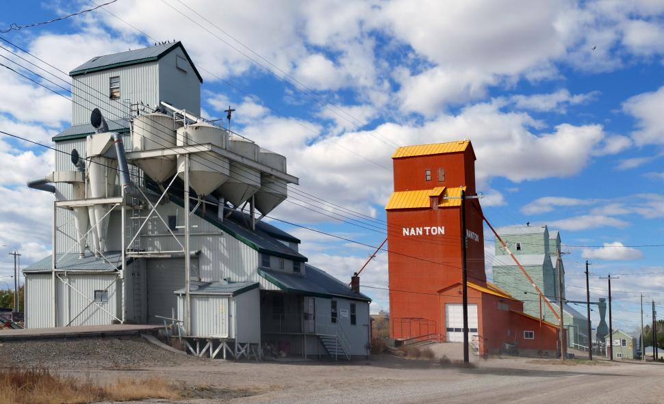 Free Image of Modern and historical grain elevators 